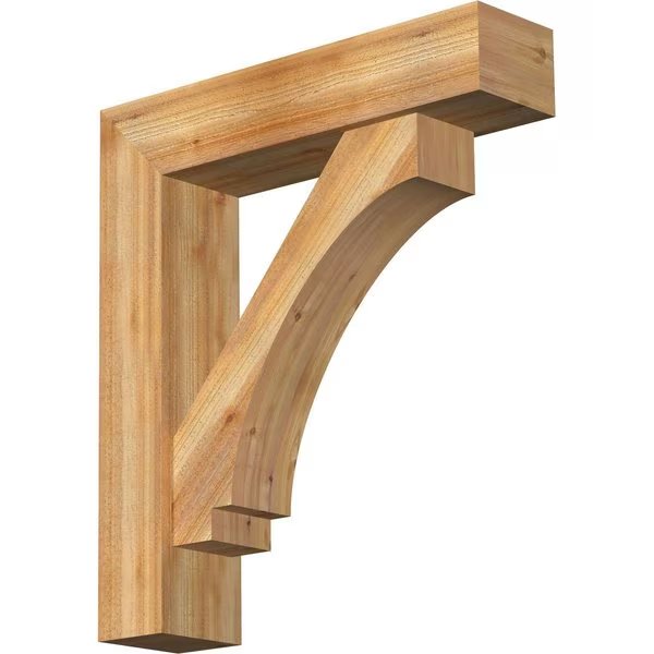 Imperial Block Rough Sawn Bracket w/ Offset Brace, Western Red Cedar, 8